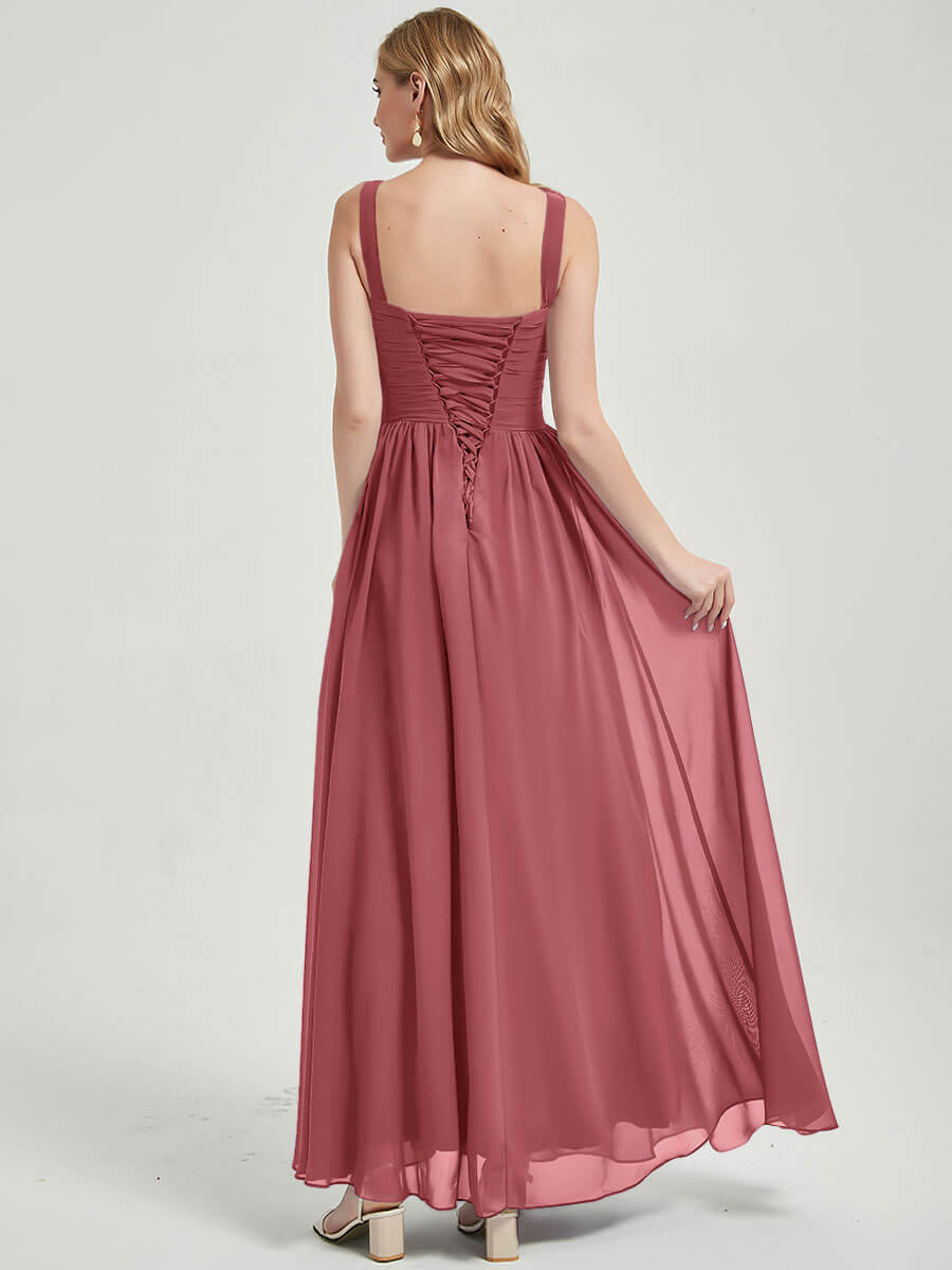 Desert Rose V-neckline Pleated Classic Bridesmaid Dress