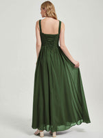 Olive Sleeveless Bridesmaid Dress-Flori