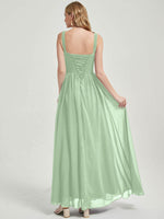 Sage Green Sleeveless Bridesmaid Dress-Flori
