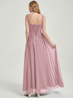 Vintage Mauve V Bridesmaid Dress for Wedding Party-Flori