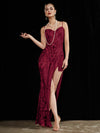Sequin Sweetheart Slit Tassels Crystal Floor Length Mermaid Prom Dress Ava