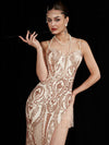 Sequin Sweetheart Slit Tassels Crystal Floor Length Mermaid Prom Dress   Ava