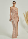  Luxury Feather Sequin Slit Adjustable Straps Mermaid Formal Floor Length Gown Sadie