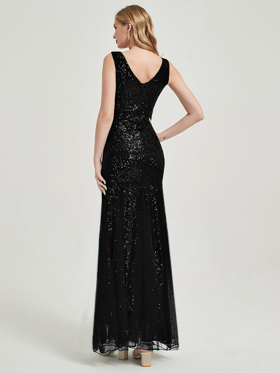 Black Sequined Mermaid Evening Dress-Miyeon