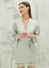Sage Green Silk Satin Bridal Party Robes Bridesmaid Robes with Lace Trim From NZ Bridal