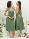 Olive Satin V Neck Bridesmaid Dress Gloria & Ceci