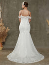 Mermaid V-Neck Tulle Lace Wedding Gown with Chapel Train-Ivy