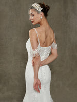 Mermaid V-Neck Tulle Lace Wedding Gown with Chapel Train -  Ivy