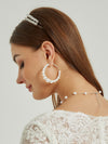 NZ Bridal Alloy Chic Wedding Pearl Necklace Hoop Earrings Set