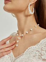 Alloy Chic Wedding Pearl Necklace Hoop Earrings Set NZ Bridal