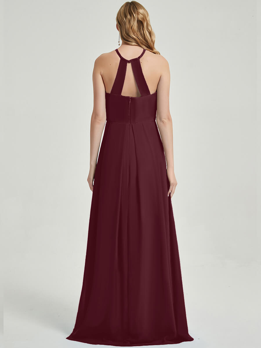 Floor length halter neckline Bridesmaid Dress