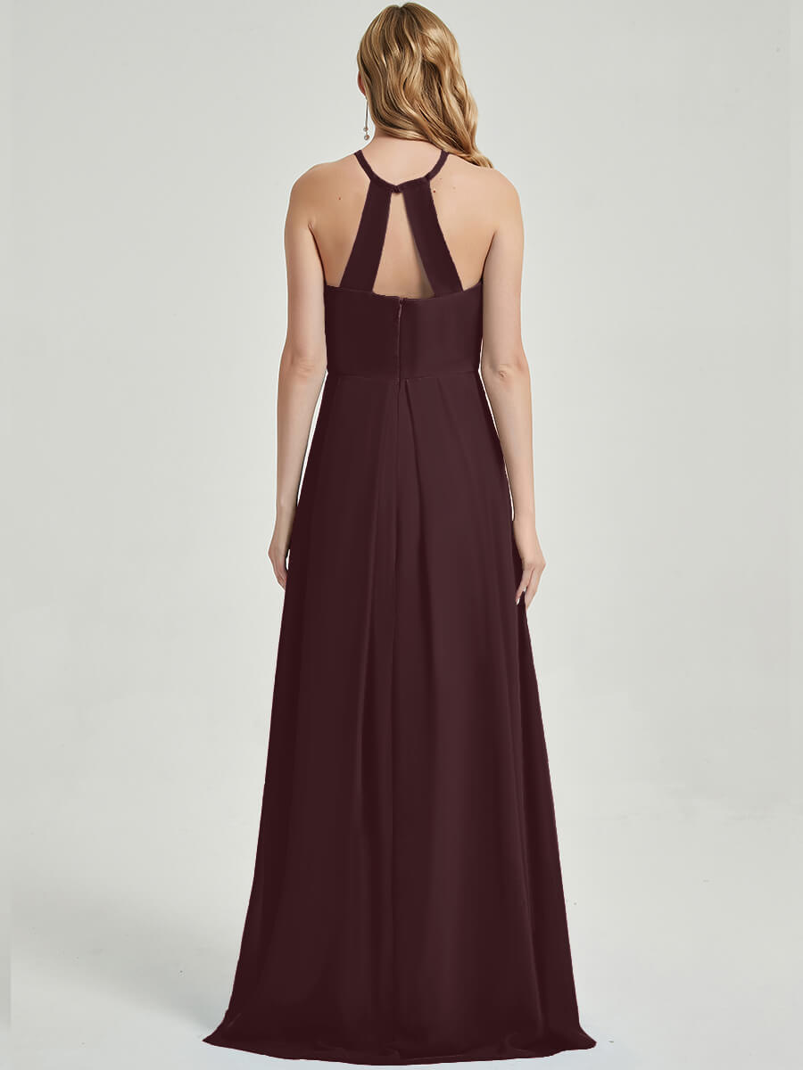 Floor length halter neckline Bridesmaid Dress 