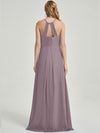 Floor length halter neckline chiffon fabric Bridesmaid Dress Sarah