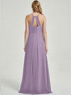 Floor length halter neckline chiffon fabric Bridesmaid Dress Sarah