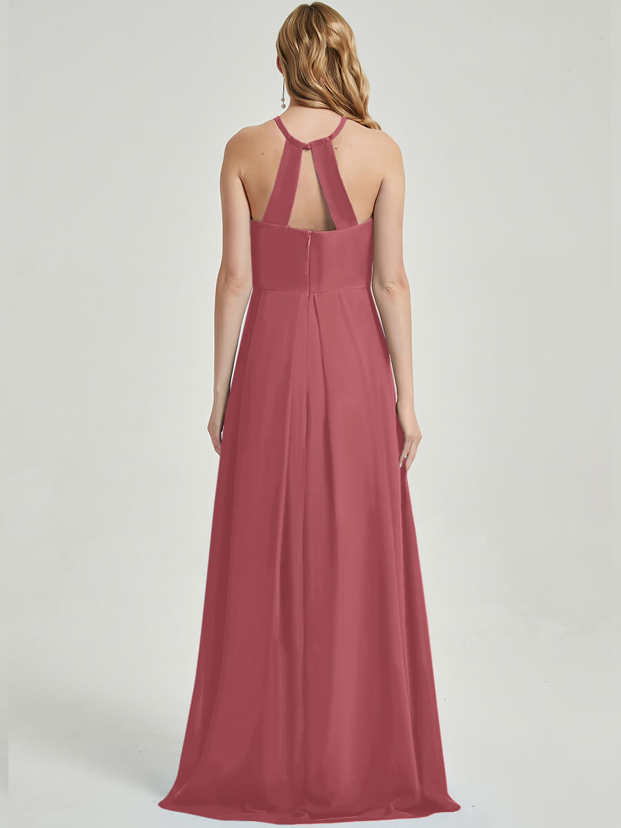 Floor length halter neckline Bridesmaid Dress