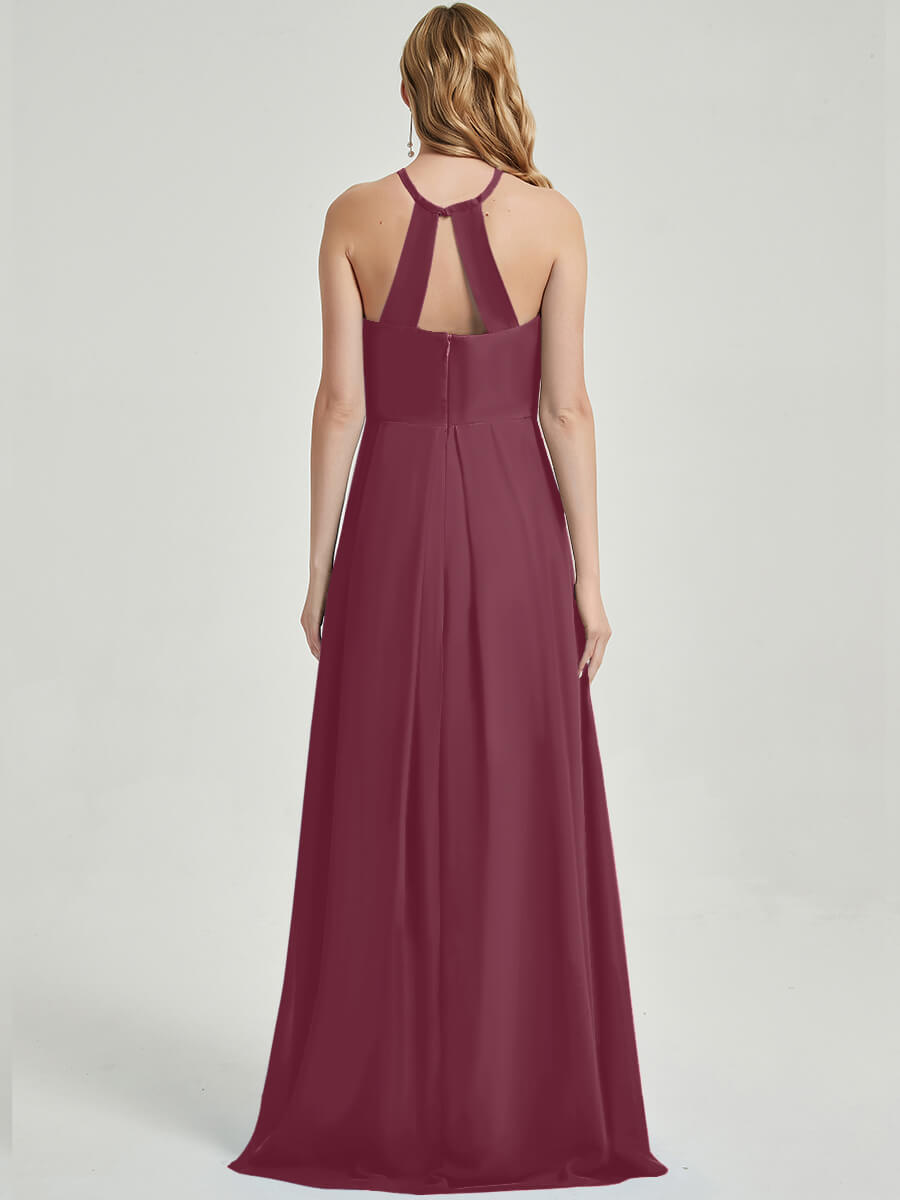 Floor length halter neckline Bridesmaid Dress