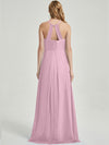 Floor length halter neckline chiffon fabric Bridesmaid Dress Sarah