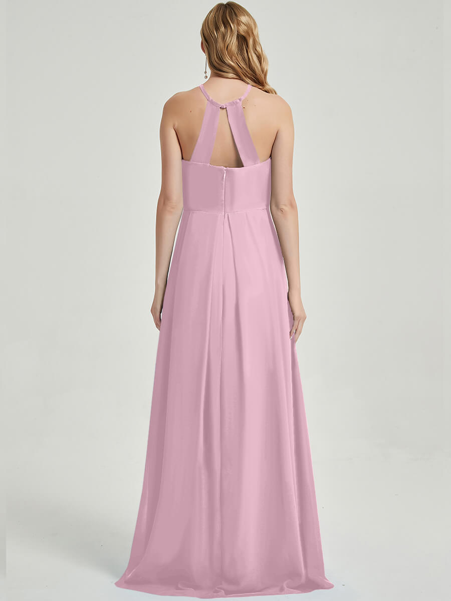 Floor length halter neckline Bridesmaid Dress