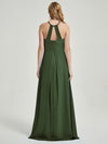 Floor length halter neckline chiffon fabric Bridesmaid Dress