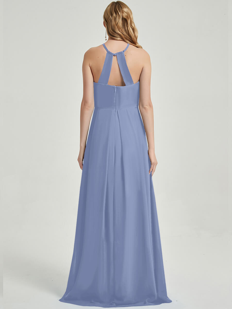 Floor length halter neckline Bridesmaid Dress