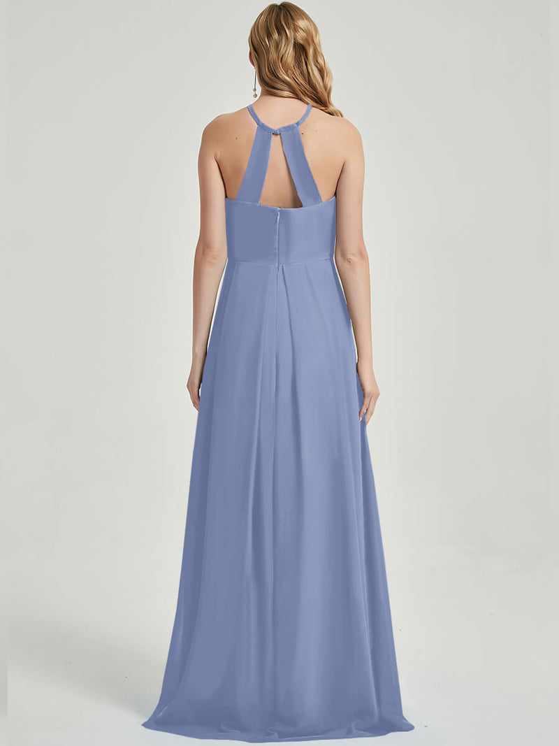 Slate Blue Chiffon Bridesmaid Dress Sarah