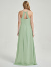 Floor length halter neckline chiffon fabric Bridesmaid Dress