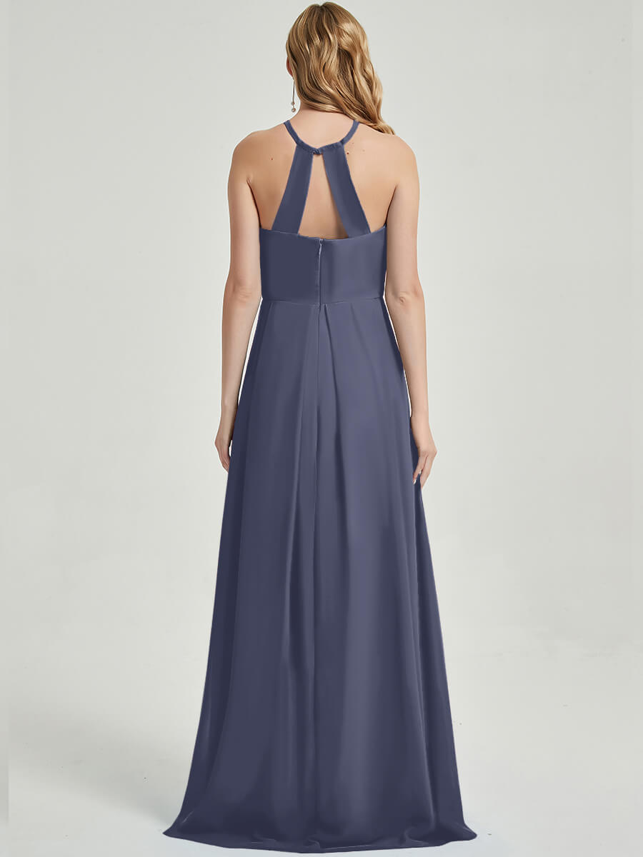 Floor length halter neckline Bridesmaid Dress