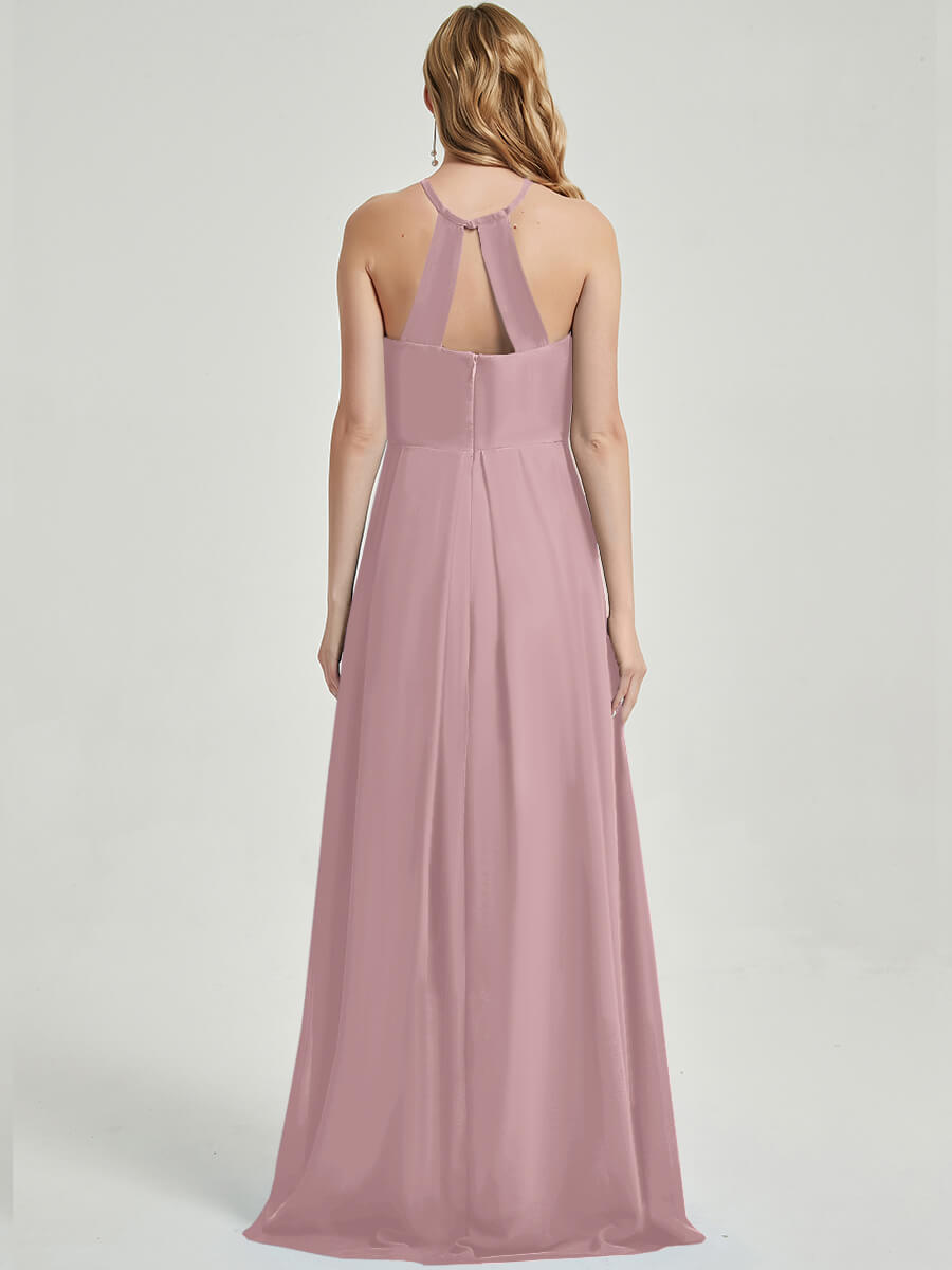 Floor length halter neckline Bridesmaid Dress