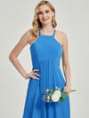 Floor length halter neckline chiffon with flattering silhouette Bridesmaid Dress 