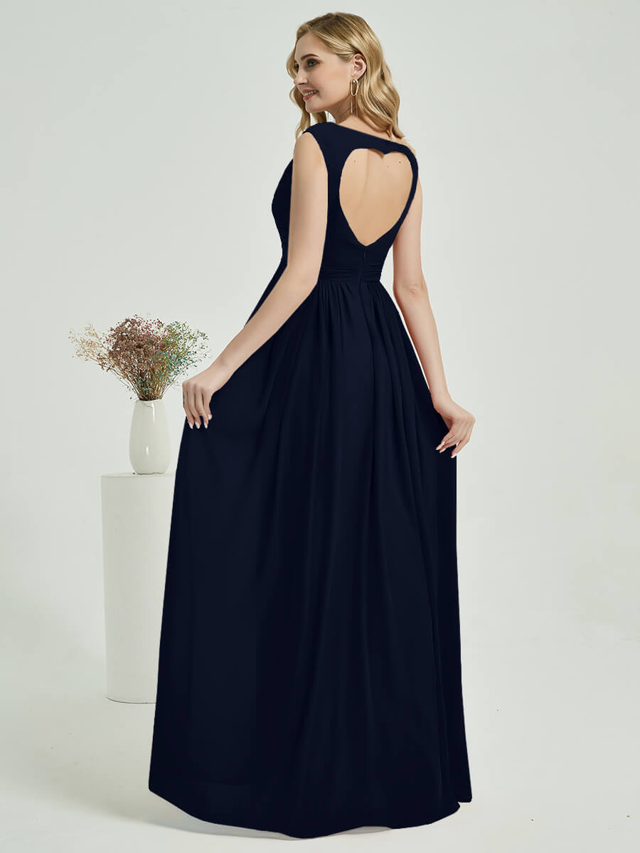 Dark Navy Chiffon Bridesmaid Dress Raanana