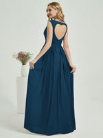 Ink Blue Sweetheart Backless Chiffon Floor-Length Bridesmaid Dress