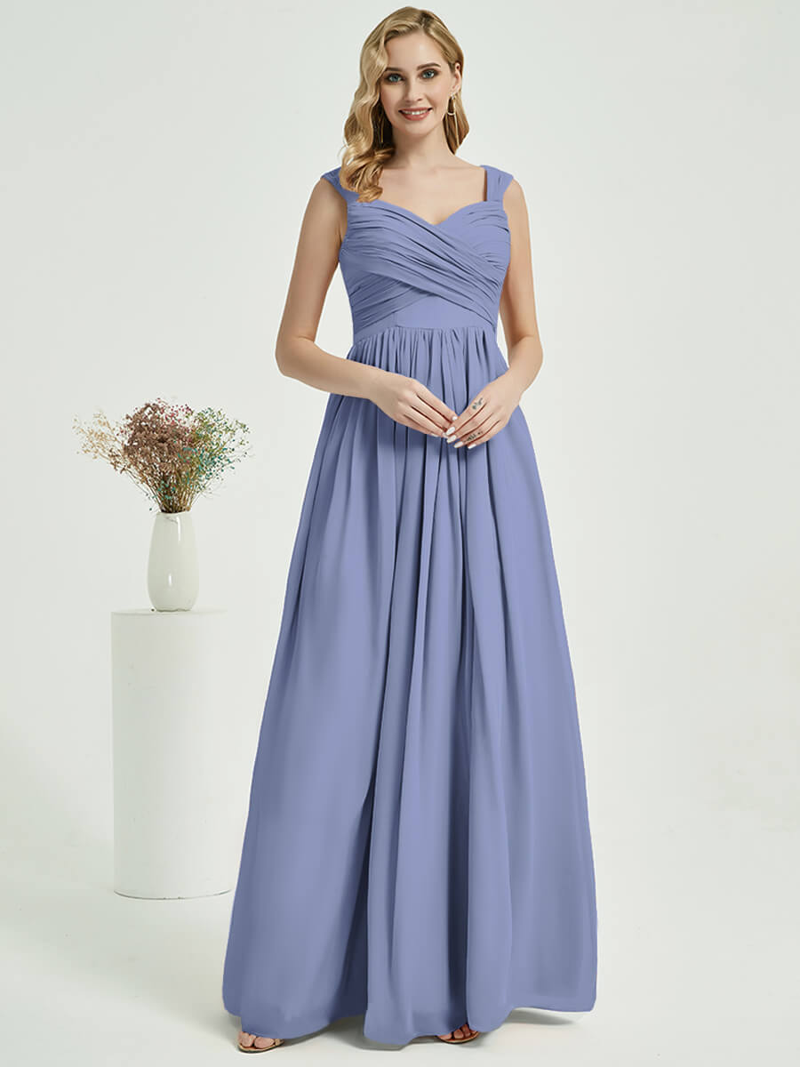 Slate Blue Chiffon Bridesmaid Dress Raanana