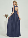 Stormy Pleated Sweetheart Backless V-Neck Chiffon Maxi Bridesmaid Dress