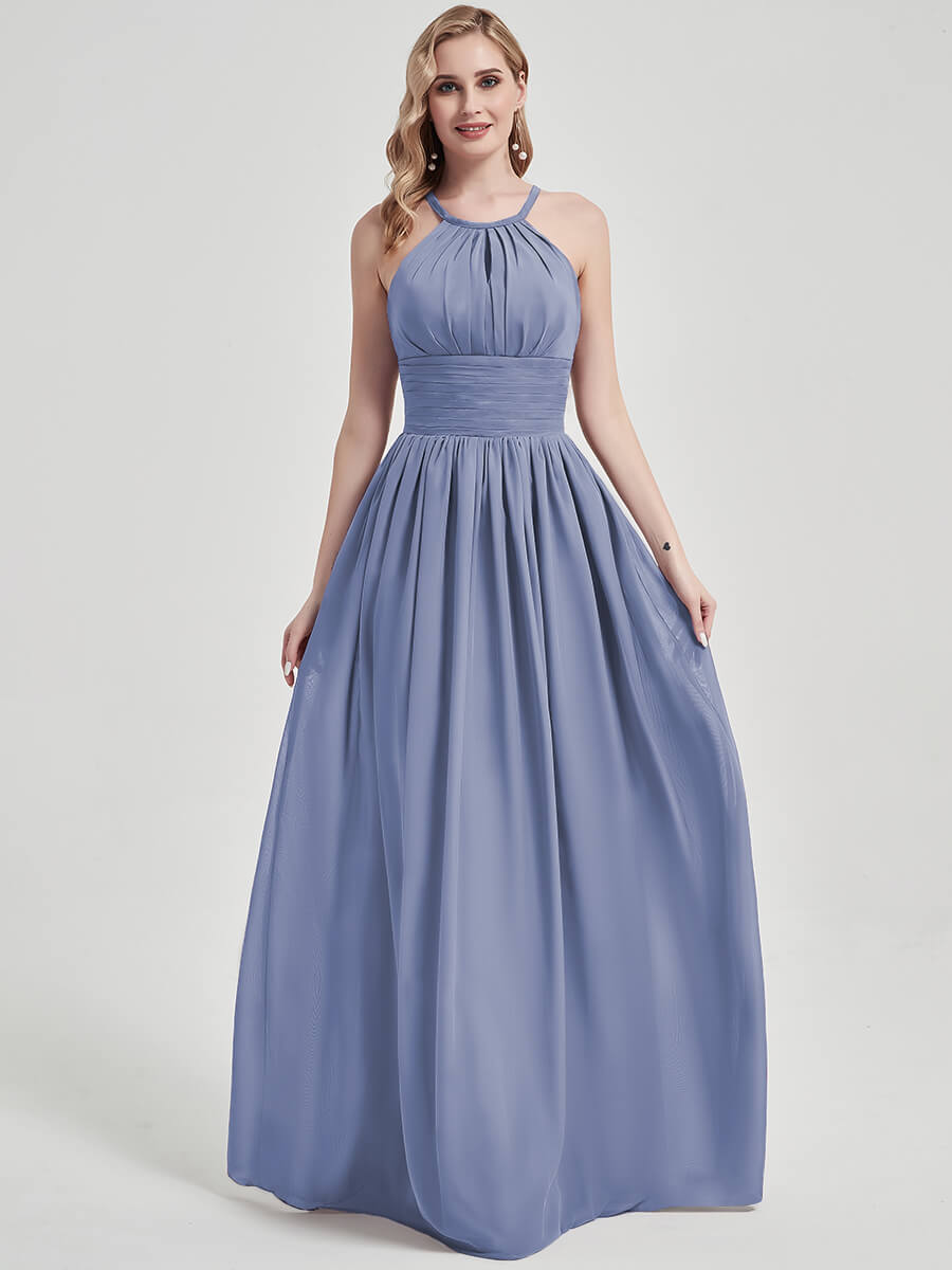 Slate Blue Chiffon Bridesmaid Dress Belinda