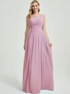 Mabel mauve rose floor-length chiffon with narrow waist bridesmaid dress
