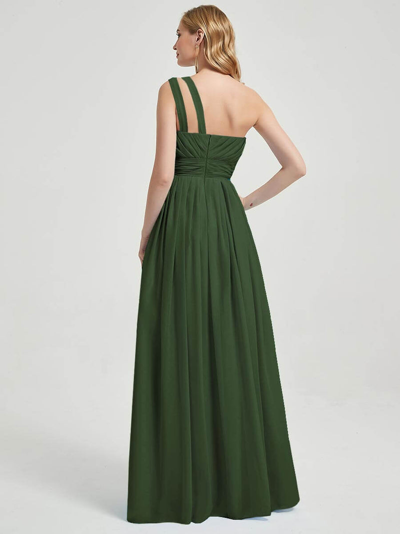 Mabel floor-length chiffon With a lovely peekaboo shoulder cutout bridesmaid dress