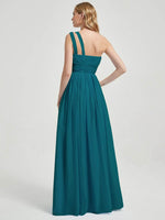 Mabel floor-length chiffon With a lovely peekaboo shoulder cutout bridesmaid dress