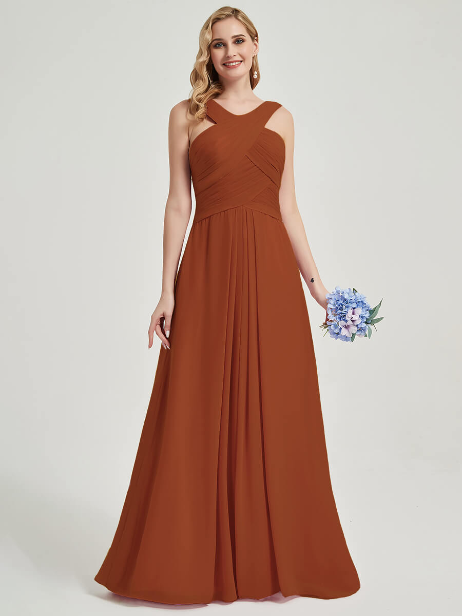 Burnt Orange Chiffon Bridesmaid Kaytlyn