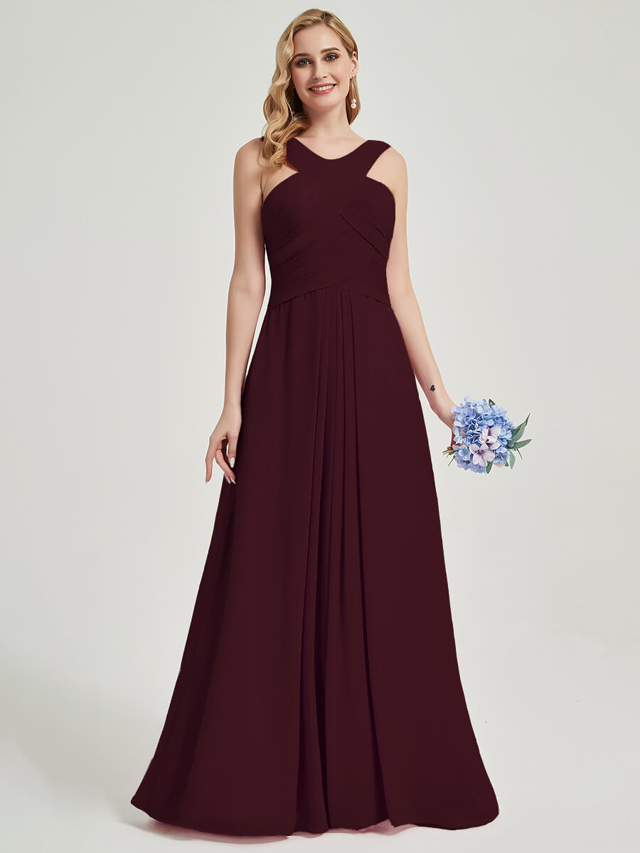 Burgundy Chiffon Bridesmaid Kaytlyn