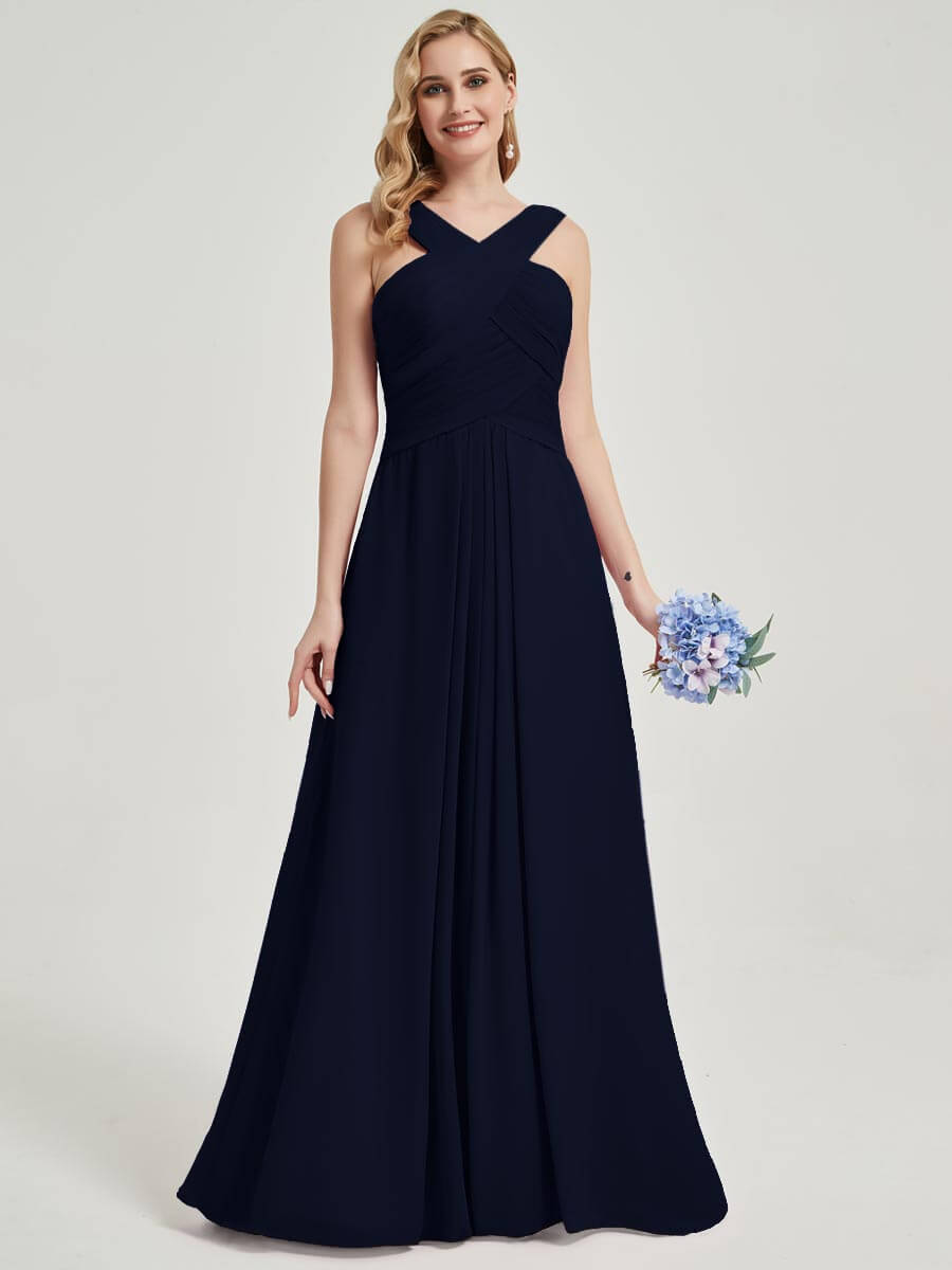 Dark Navy Chiffon Bridesmaid Kaytlyn Media 1 of 4