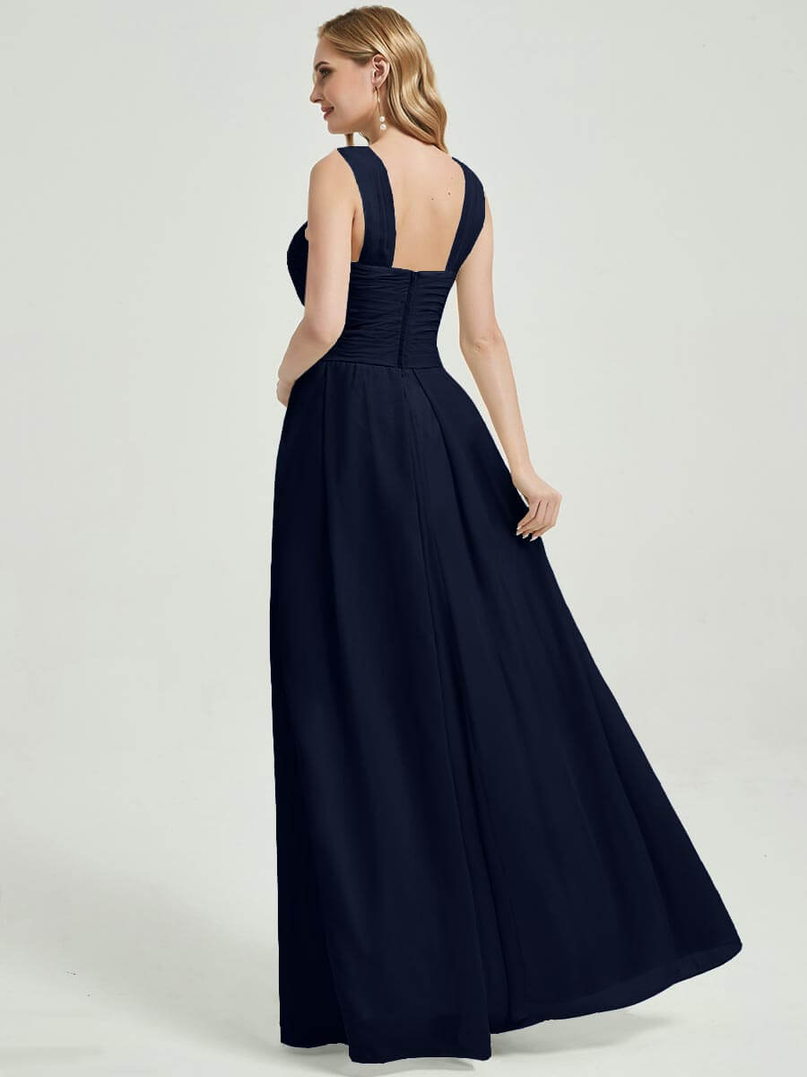 Dark Navy Chiffon Bridesmaid Kaytlyn Media 1 of 4