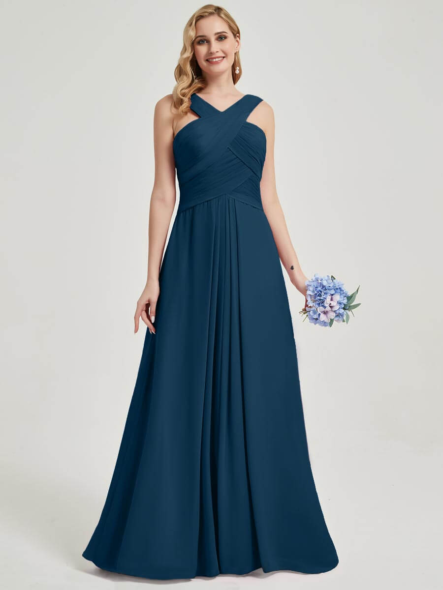 Ink Blue Chiffon Bridesmaid Kaytlyn