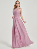 Chiffon V-Neck Floor Length Mauve  Bridesmaid Kaytlyn