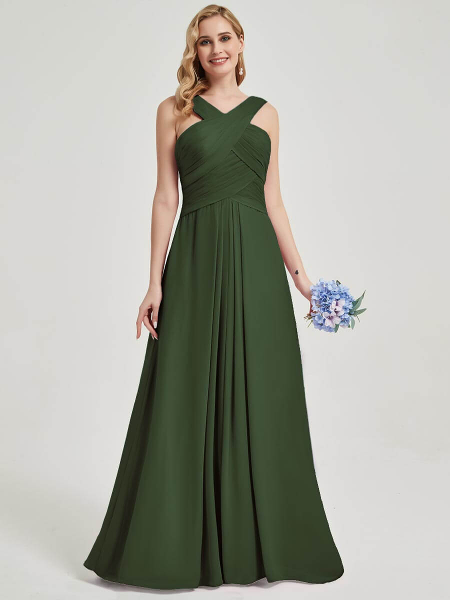 Olive Chiffon Bridesmaid Kaytlyn