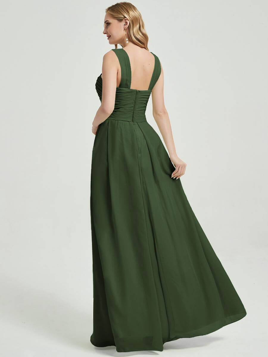 Olive Chiffon Bridesmaid Kaytlyn