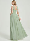 Cinnamon Rose V-Neck A-Line Floor Length Chiffon Bridesmaid Dresses