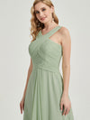 Eucalyptus Cross Neck A-Line Floor Length Chiffon Bridesmaid Dress