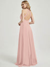 Dusty Pink V Neckline Pleated Keyhole Back Chiffon Bridesmaid Dress Davis