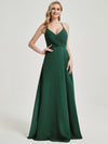 Emerald Green V Neckline Pleated Keyhole Back Chiffon Bridesmaid Dress Davis