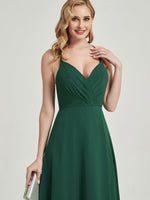 A-line silhouette aandself-covered button closure Bridesmaid Dress